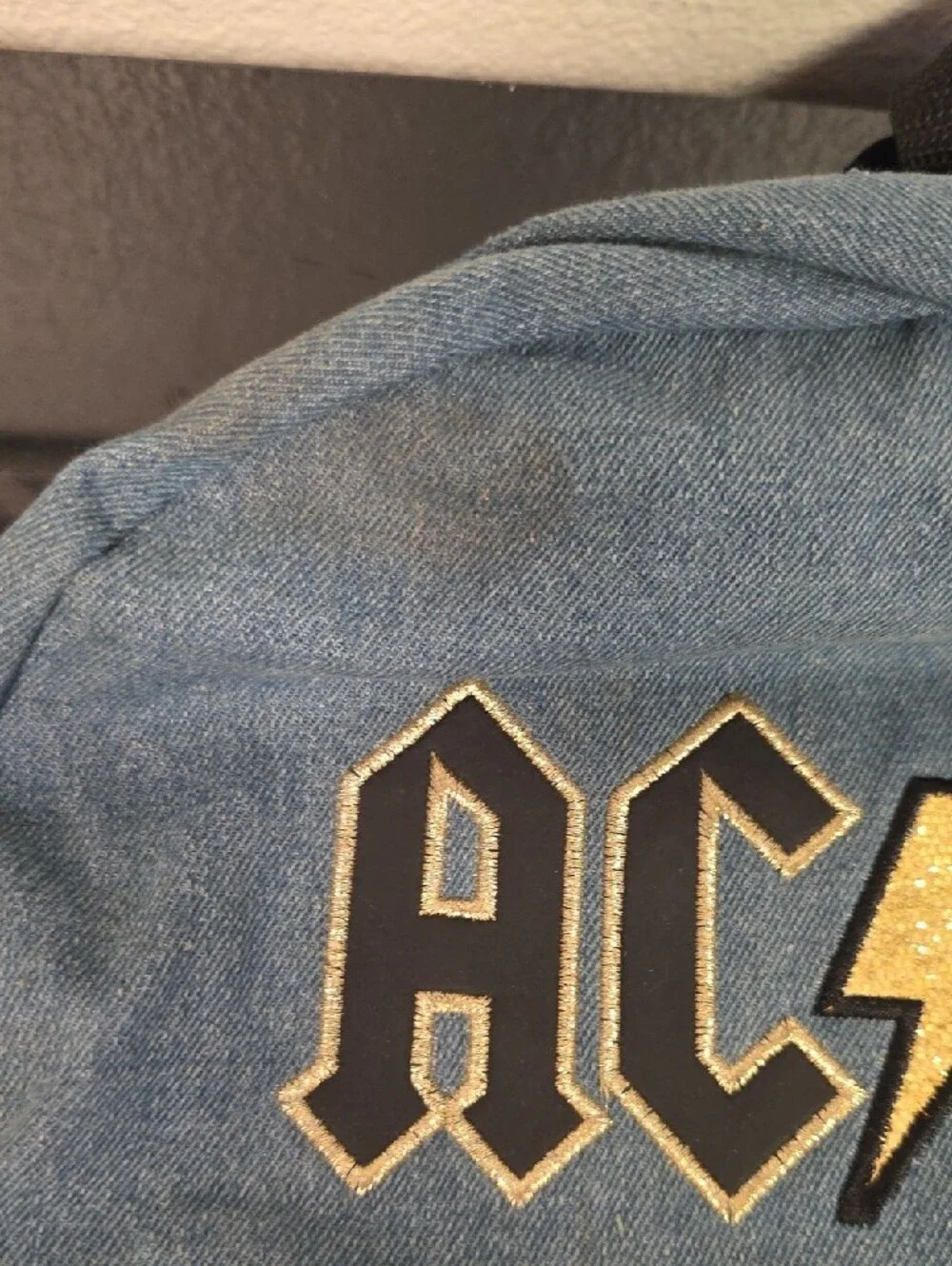AC/DC Denim Studded Backpack